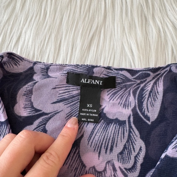 Alfani Purple Floral Nylon Blouse - Picture 2 of 3